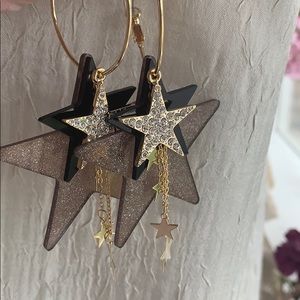 Big glittery star hoop earrings